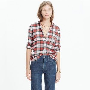 MADEWELL Flannel Slim Boyshirt in Tempe Plaid Style #E5805